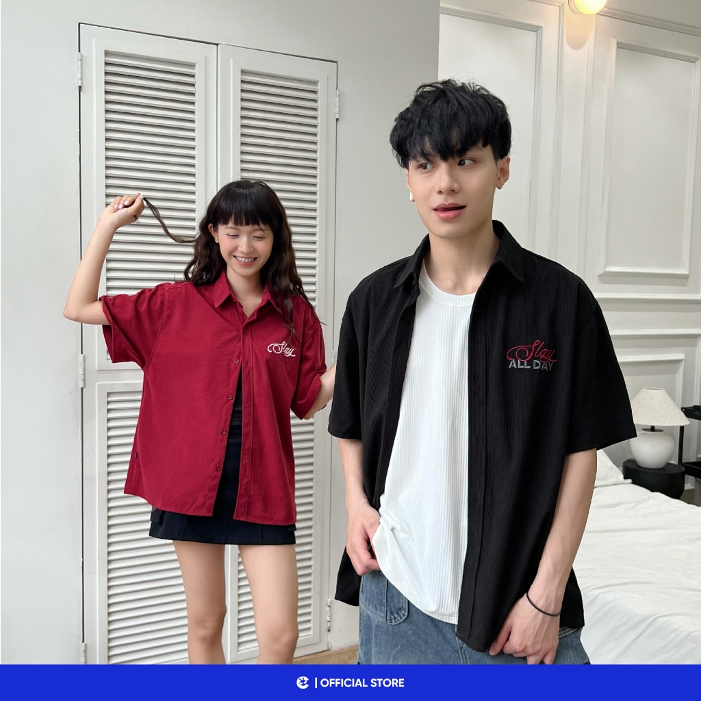 Áo sơ mi nam nữ ngắn tay boxy Local Brand Chính Hãng City Cycle Áo Sơ Mi Slay All Day