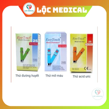 Que thử Đường huyết / Axit Uric/ Cholesterol mỡ máu của máy Easy Touch 3 Trong 1