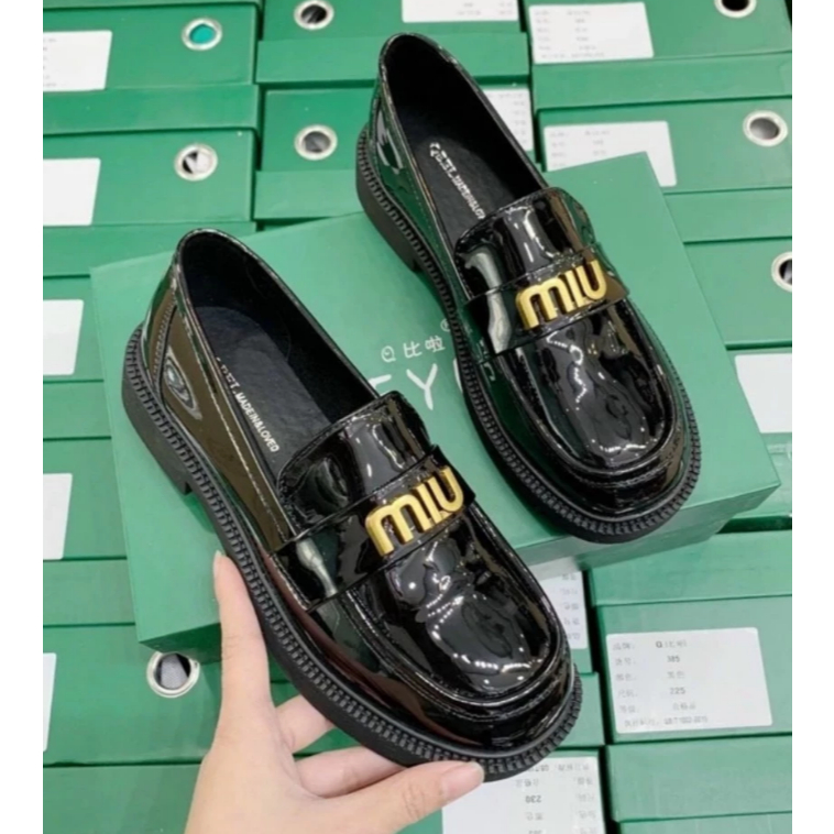 Giày Oxford Miu Miu Nữ, Giày Da Nữ Đế Bằng, Da Cao Cấp Siêu Sang Cao Cấp Êm Chân || N05
