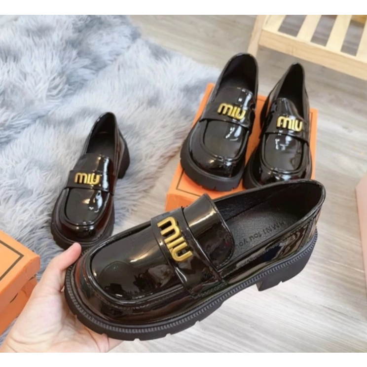 Giày Oxford Miu Miu Nữ, Giày Da Nữ Đế Bằng, Da Cao Cấp Siêu Sang Cao Cấp Êm Chân || N05