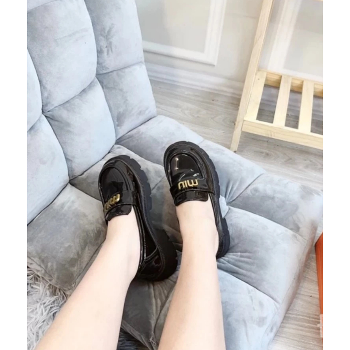 Giày Oxford Miu Miu Nữ, Giày Da Nữ Đế Bằng, Da Cao Cấp Siêu Sang Cao Cấp Êm Chân || N05