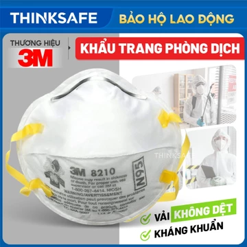 Khẩu trang 3M 8210 dây qua gáy dùng trong y tế kháng khuẩn, chống giọt bắn dùng cho bác sĩ Khẩu trang N95 - THINKSAFE