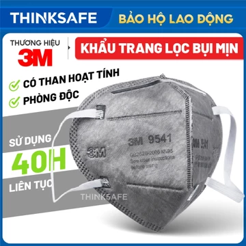 Khẩu trang than hoạt tính 3M 9541 khử mùi, lọc hơi hữu cơ, kháng khuẩn Khẩu trang 3M chính hãng - THINKSAFE