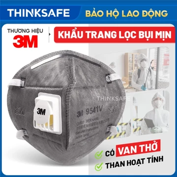 Khẩu trang than hoạt tính 3M 9541V có van lọc hơi hữu cơ, mùi, kháng khuẩn bụi mịn phòng dịch Khẩu trang 3M - THINKSAFE