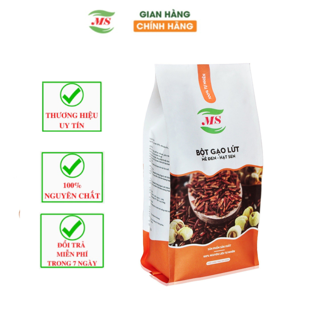 Bột Gạo Lứt, Bột Gạo Lức Hạt Sen Mè Đen Tách Béo Nguyên Chất Plus Bầu - (MS)