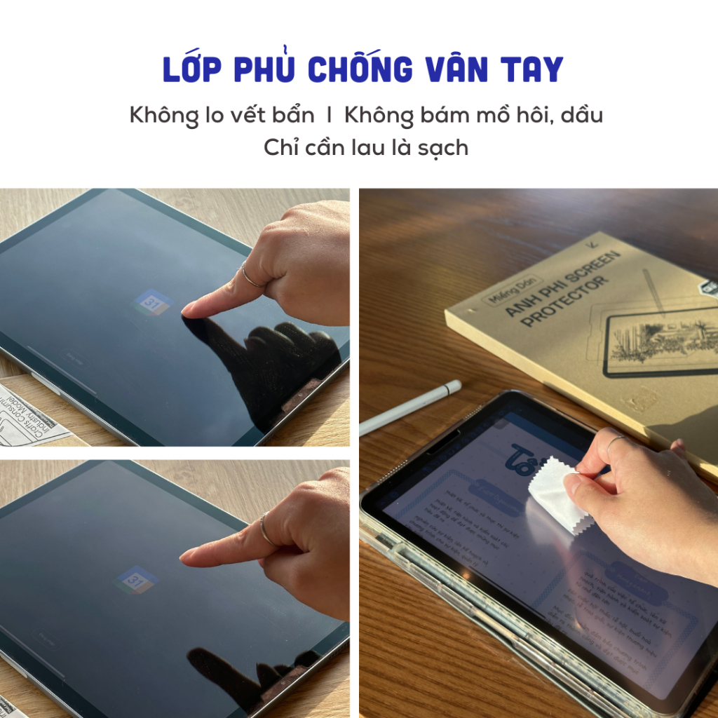 Kính Cường Lực Paperlike iPad Donie C04 | 2in1 Bảo Vệ & Viết Vẽ Như Giấy, Dùng Cho Gen/Air/Pro/Mini