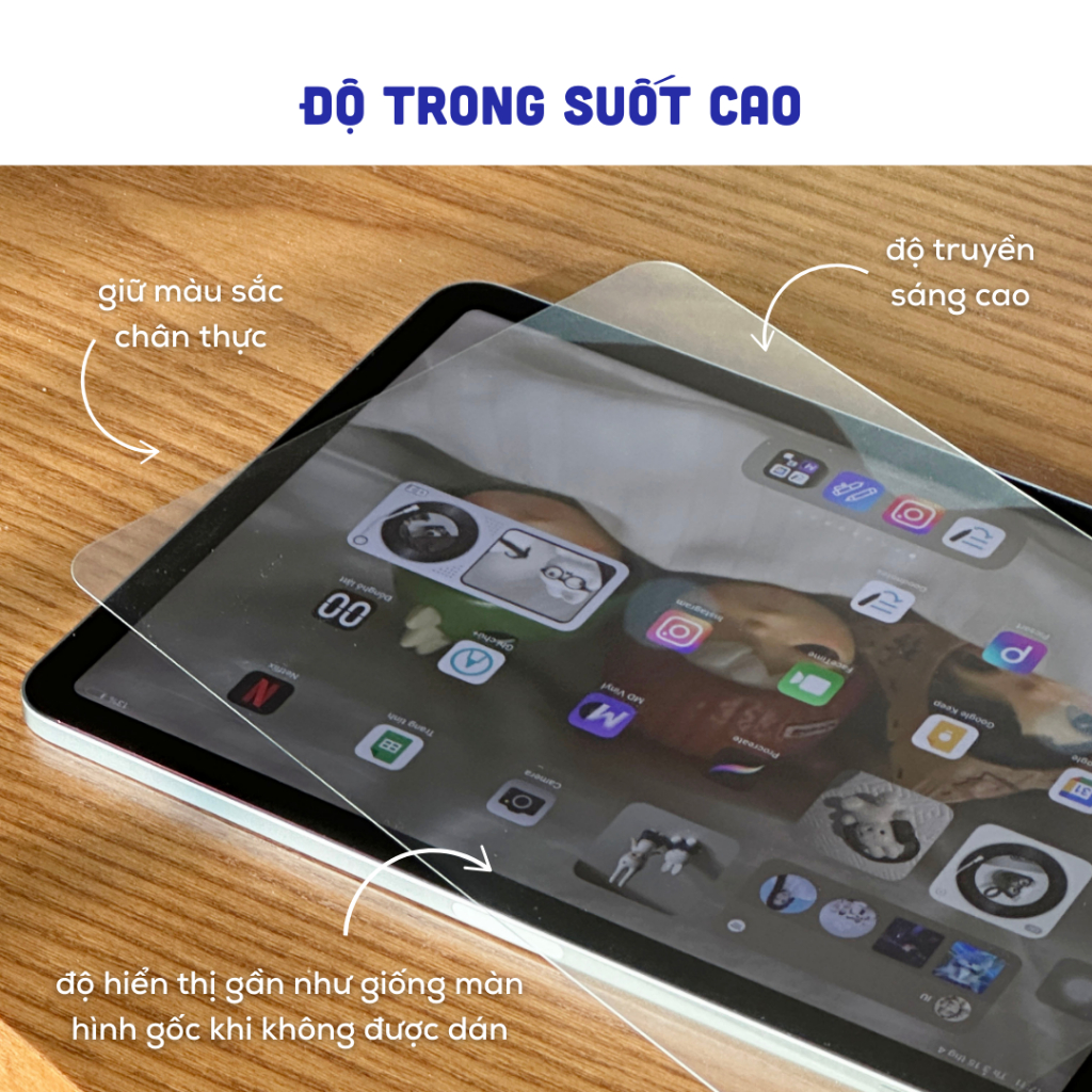 Kính Cường Lực Paperlike iPad Donie C04 | 2in1 Bảo Vệ & Viết Vẽ Như Giấy, Dùng Cho Gen/Air/Pro/Mini