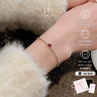 Lắc Tay Hạt  PJN Mix Đá Hạt Đỏ Tự Nhiên Thiết Kế Tối Giản Sang Trọng Phù Hợp Đi Tiệc Đi Chơi Dành Cho Nàng VT27