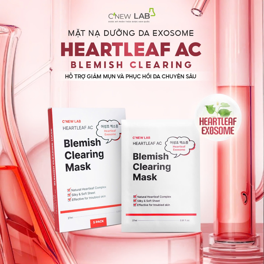 Mặt nạ diếp cá cho da dầu mụn C'NEW LAB hỗ trợ kiểm soát dầu, giảm sưng viêm (Hộp 5 miếng)