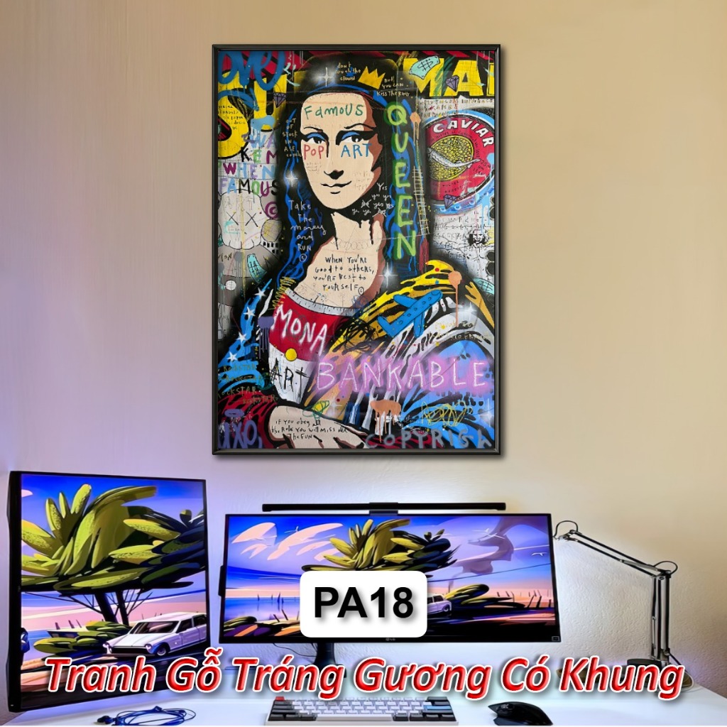 Tranh Nghệ Thuật Pop Art Hiện Đại Tráng Gương Decor Phòng Khách Không Gian Làm Việc Decor Tường