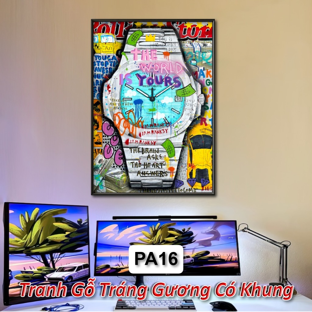 Tranh Nghệ Thuật Pop Art Hiện Đại Tráng Gương Decor Phòng Khách Không Gian Làm Việc Decor Tường