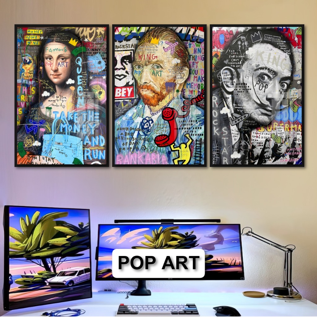 Tranh Nghệ Thuật Pop Art Hiện Đại Tráng Gương Decor Phòng Khách Không Gian Làm Việc Decor Tường