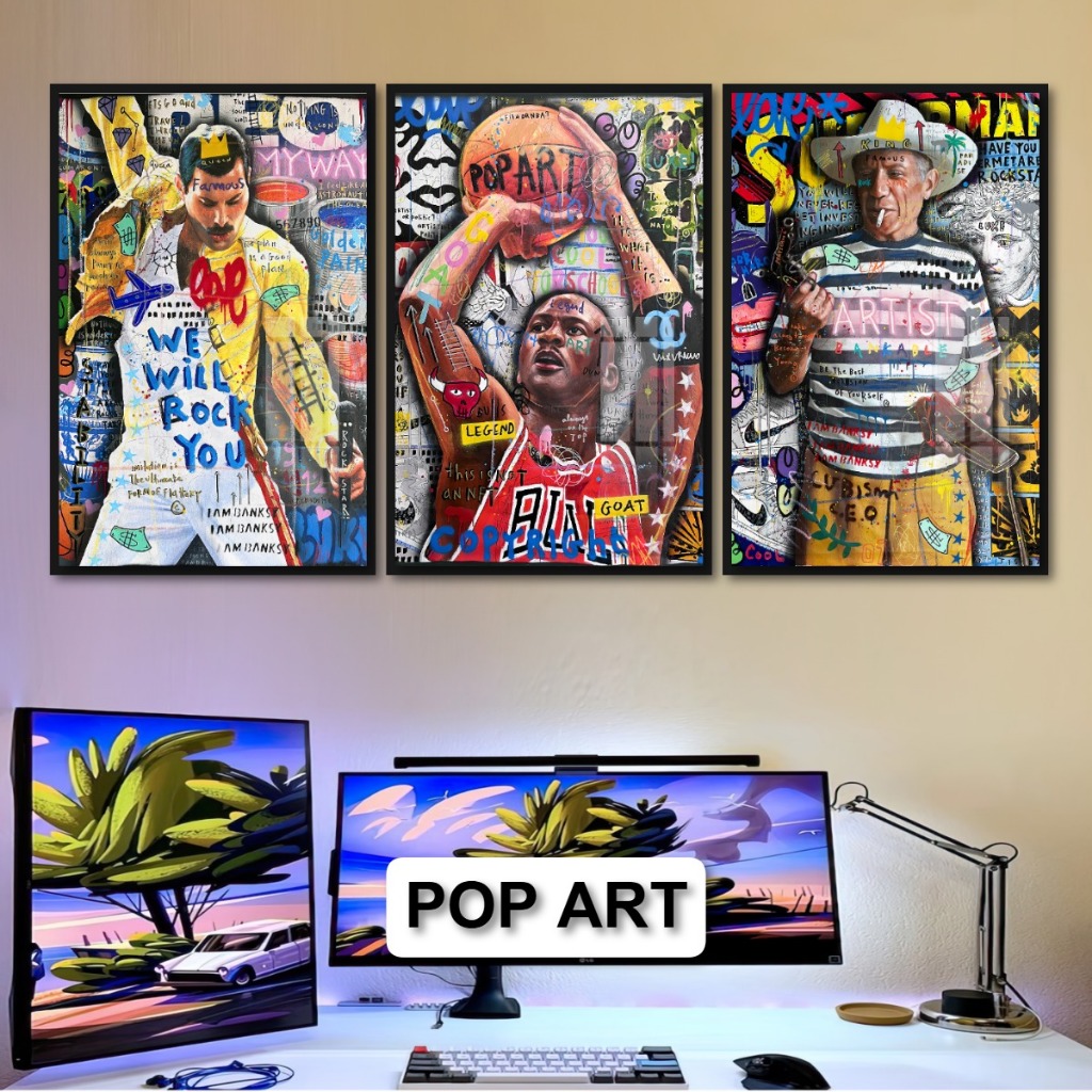 Tranh Nghệ Thuật Pop Art Hiện Đại Tráng Gương Decor Phòng Khách Không Gian Làm Việc Decor Tường
