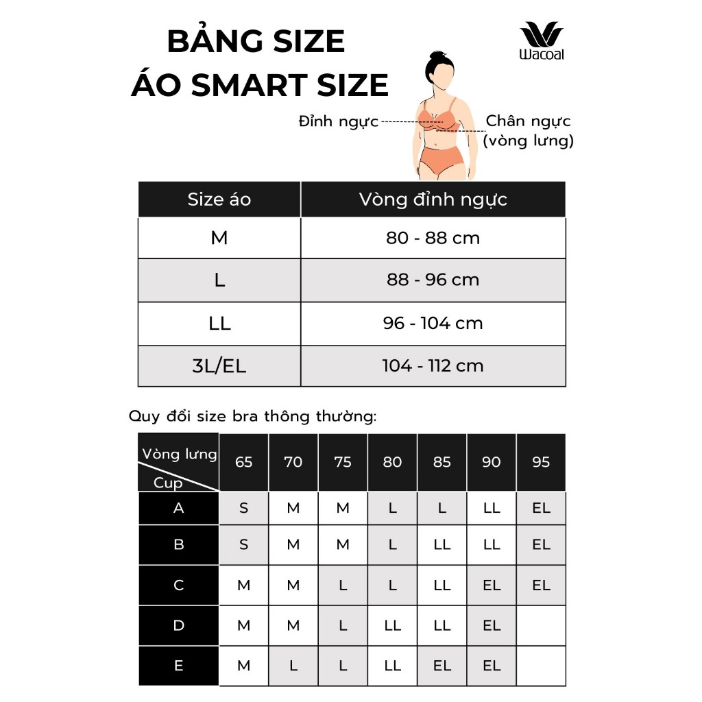 Áo lót Wacoal IIB5448 Feel Free (có size lớn) không gọng nâng nhẹ bản lưng to che mỡ không viền may smart size - IB5448