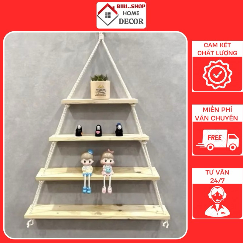 Kệ treo dây tặng kèm đinh và dây treo - Kệ gỗ treo tường decor đa dạng kích thước phù hợp mọi không gian