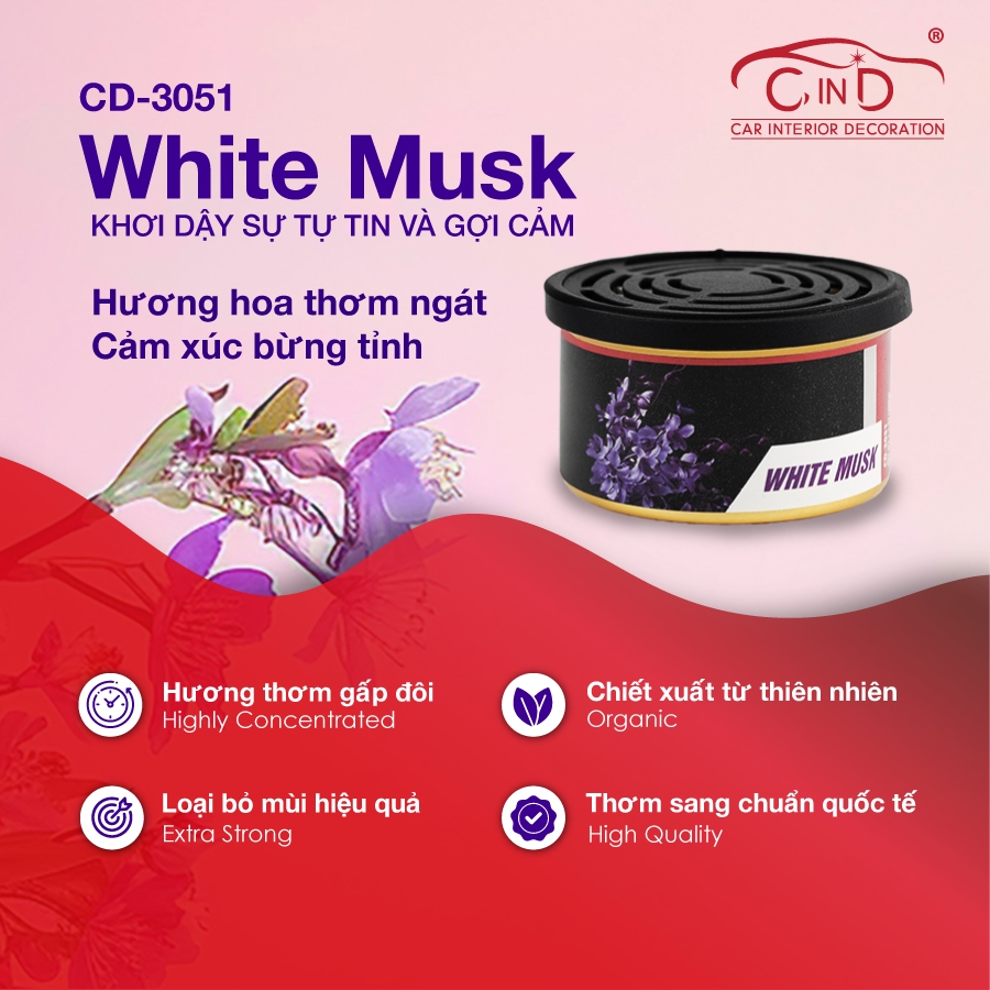 Sáp Thơm Ô Tô CIND CD-3051 White Musk 40g -