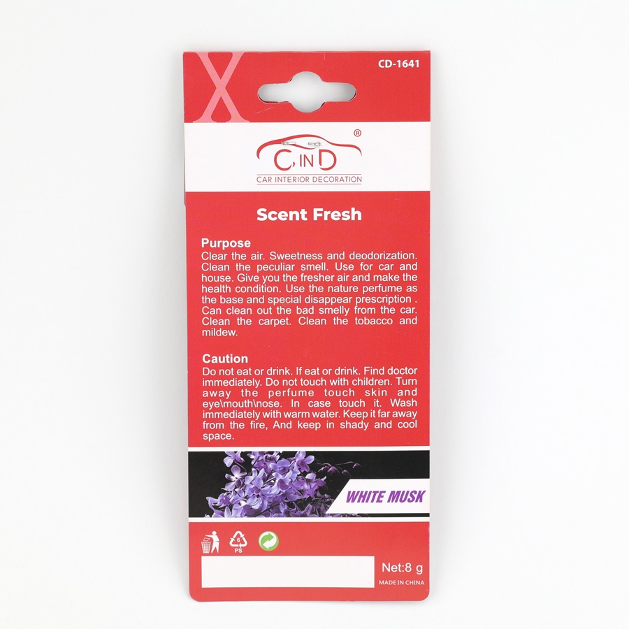 Lá Thơm Treo Ô tô, Tủ Quần Áo CIND CD-1641 White Musk 8g -