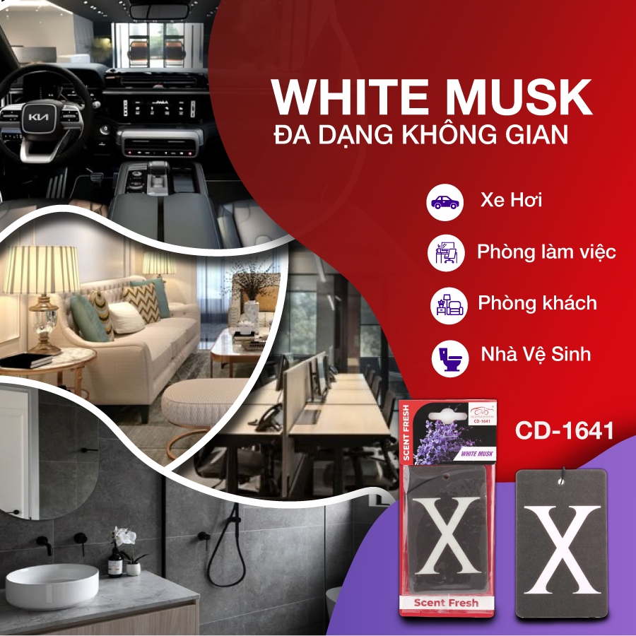 Lá Thơm Treo Ô tô, Tủ Quần Áo CIND CD-1641 White Musk 8g -