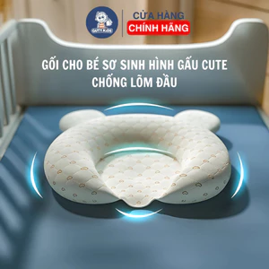 Gối Chống Lõm, vải lụa băng lạnh Cho Bé GutyKids Từ 0-2 Tuổi Thiết Kế Chuẩn Công Thái Học, thun cotton thoáng mát