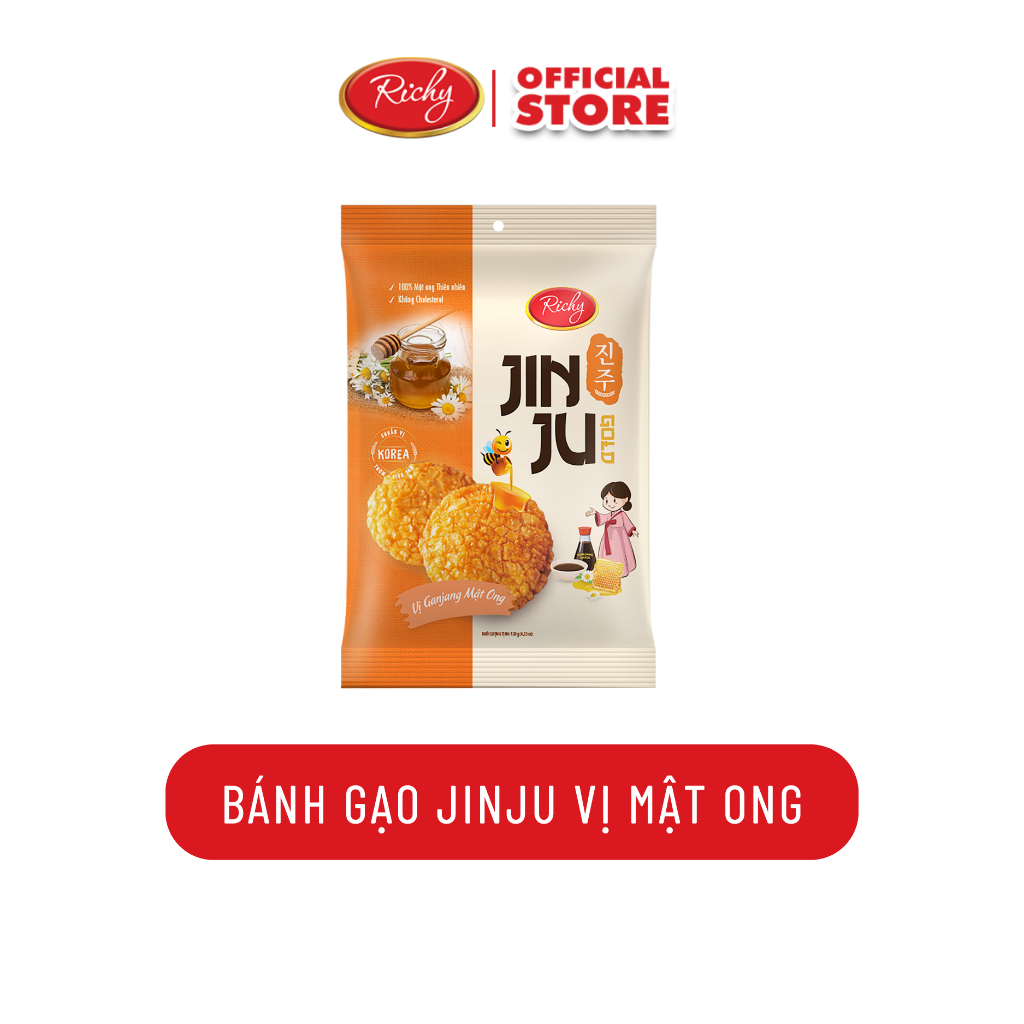 Thùng bánh gạo Jinju, Bánh gạo mật ong, Bánh gạo cốm sữa, Bánh gạo muối hồng, Bánh gạo bò tiêu, - Bánh kẹo Richy