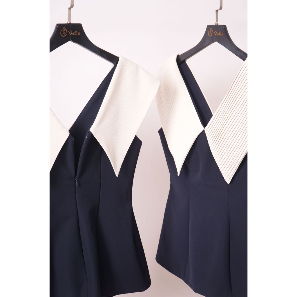Vella Fashion áo peplum cổ xếp ly & chân váy bút chì ôm dáng – Thời trang công sở VA24003 VV24012