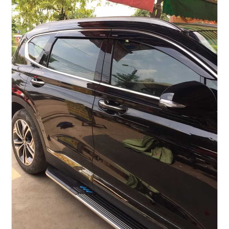 Vè mưa Huyndai Santafe 2019-2025 chỉ inox sáng bóng hàng cao cấp