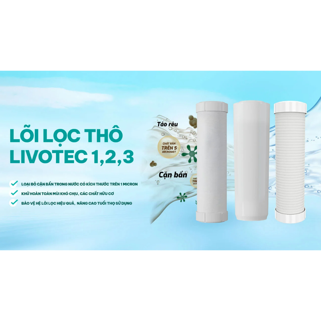 Máy Lọc Nước Karofi Livotec 216 10 Cấp Lọc Âm Tủ Để Gầm Bảo Hành 3 Năm  Công Suất 20L/H (Mẫu mới tem xanh)