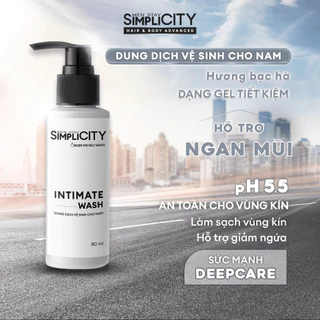 Dung dịch vệ sinh cho nam làm sạch ngăn mùi Men Stay Simplicity Hair & Body Advanced Intimate Wash 80ml