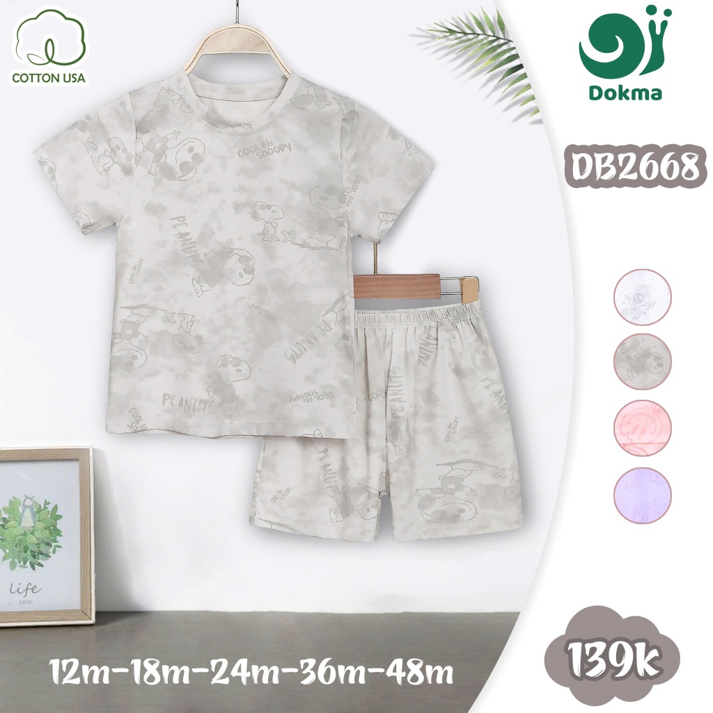 (9-15kg, 9-48M) Bộ Cộc Tay Bé Trai, Bé Gái Thể Thao Hoạ Tiết Dokma DB2629 DB2631 DB2668 DB2766