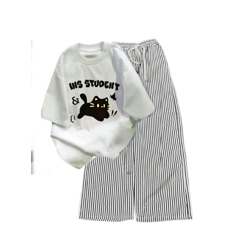 Sét Bộ Quần Kẻ Caro Ổng Rộng Đũi Xốp+ Kèm Áo Phông Form Rộng Tay lỠ chất cotton -Quần áo 94