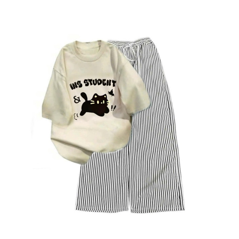 Sét Bộ Quần Kẻ Caro Ổng Rộng Đũi Xốp+ Kèm Áo Phông Form Rộng Tay lỠ chất cotton -Quần áo 94