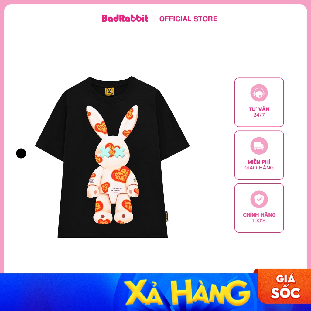 Áo Thun Heart Pattern Rabbit-black- Local Brand Chính Hãng | Shopee ...