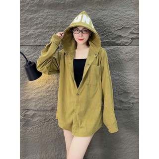 Áo khoác sơ mi nam nữ nhung tăm hàng thêu mũ hàng thiết kế shop Long