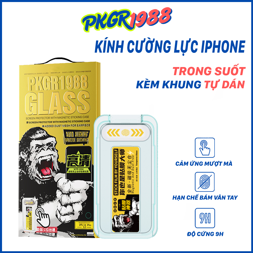 Kính Cường Lực iPhone Kèm Khung Tự Dán Trong bảo Vệ màng Loa wtp-034