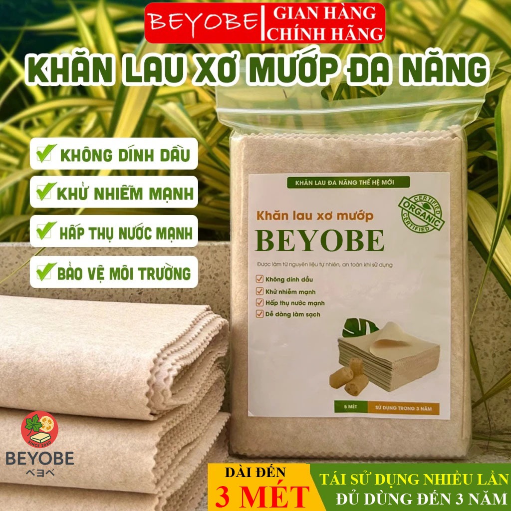 Combo 3m Khăn Lau Xơ Mướp Đa Năng CHÍNH HÃNG BEYOBE siêu thấm hút, khăn lau tách dầu làm sạch nhà