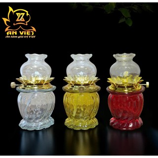 Đèn Dầu Hoa Sen - Đèn Thờ Cúng Thủy Tinh - DD2505 - Nội Thất An Việt