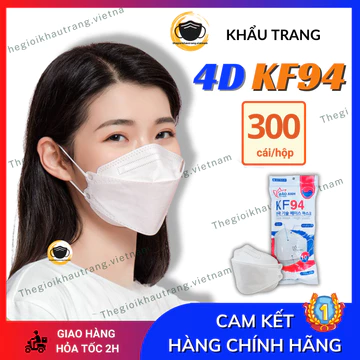 (THÙNG 300 cái) Khẩu trang KF94 khẩu trang 4D cam kết dày 4 lớp, tiêu chuẩn Hàn quốc