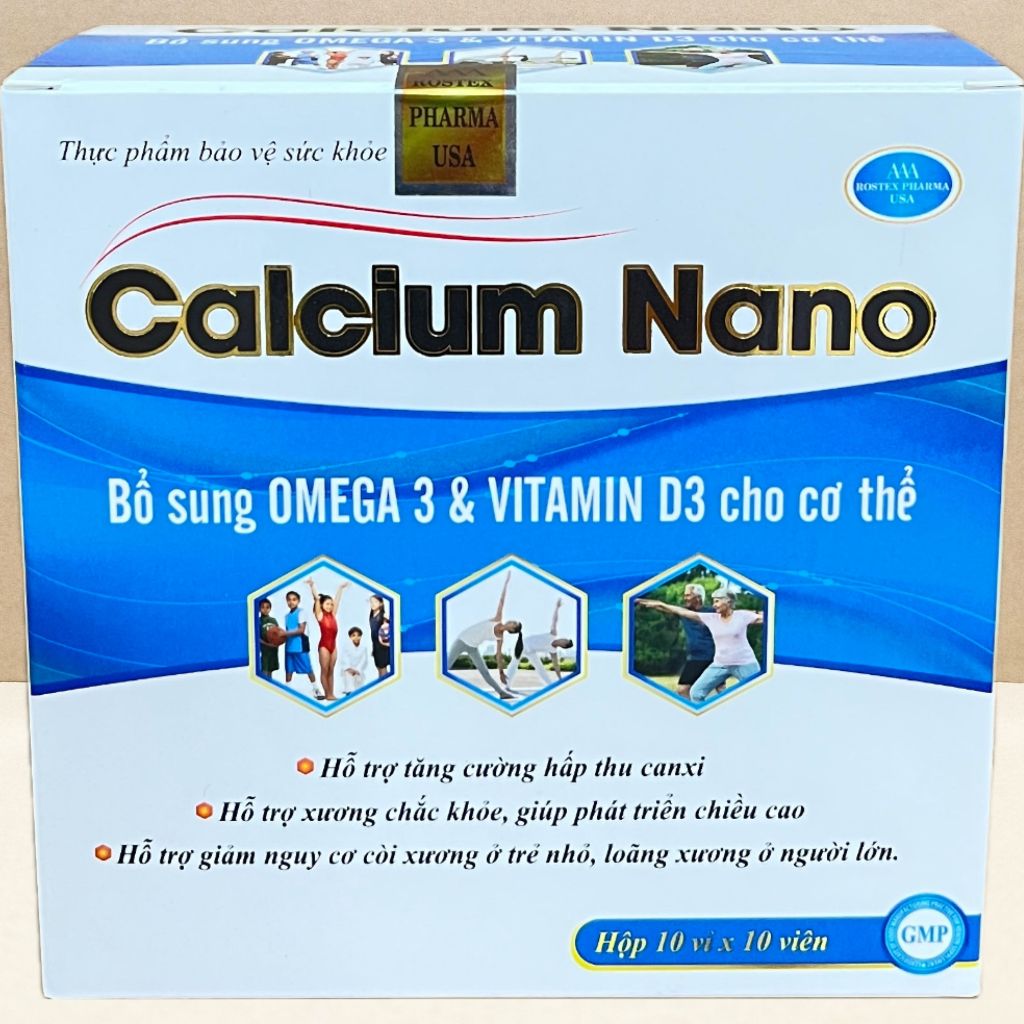 Calcium Nano Xanh Dương 100 Viên - Rostex - Vinaphar - Vitamin Chữa Lành