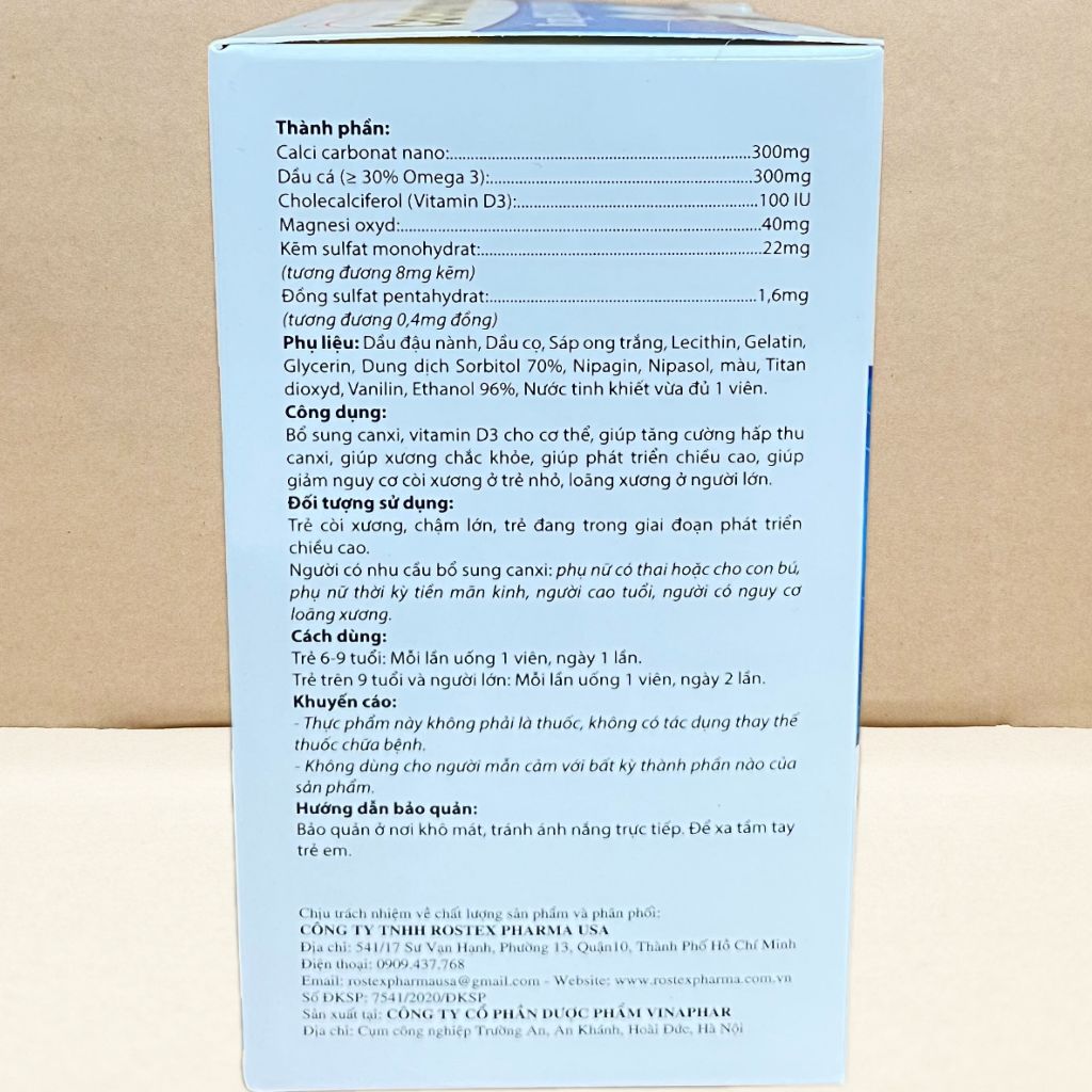 Calcium Nano Xanh Dương 100 Viên - Rostex - Vinaphar - Vitamin Chữa Lành