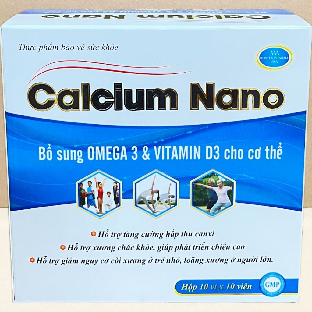 Calcium Nano Xanh Dương 100 Viên - Rostex - Vinaphar - Vitamin Chữa Lành