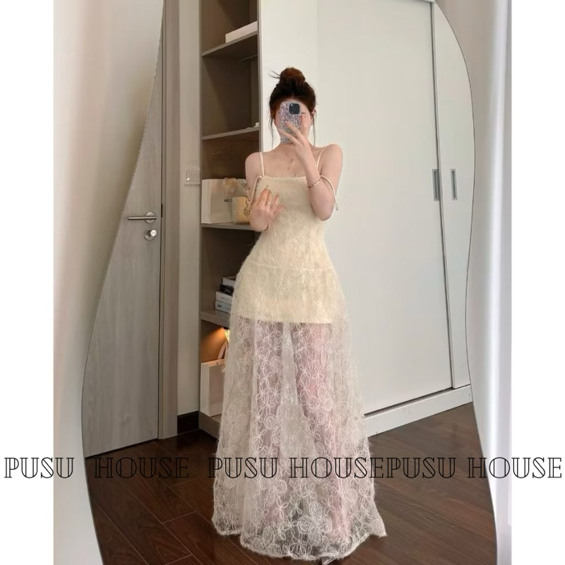 [sẵn]Đầm thiết kế dự tiệc ren hoa 2s dáng dài vừa dịu dàng vừa gợi cảm đi chơi dạo phố đi biển siêu xinh - PUSU HOUSE
