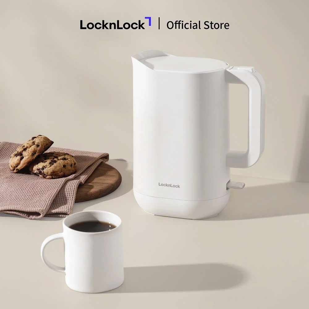 Ấm Đun Siêu Tốc Giảm Âm LocknLock Silent Electric Kettle EJK216WHT Màu Trắng (1.2L) Phủ Sứ - K-MALL
