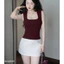 Áo Ba Lỗ Trơn Cổ Vuông Viền Bản To, Áo Thun Nữ Ôm Body Chất Tăm Lạnh
