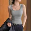 Áo Ba Lỗ Trơn Cổ Vuông Viền Bản To, Áo Thun Nữ Ôm Body Chất Tăm Lạnh