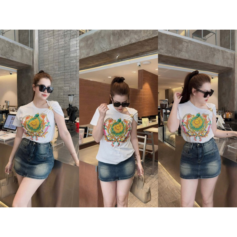 Áo thun nữ Versace in họa tiết new