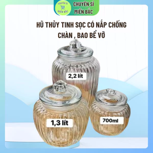 Hũ thủy tinh 2200ml gia vị muối dưa cà/ đựng đồ khô họa tiết trơn sọc
