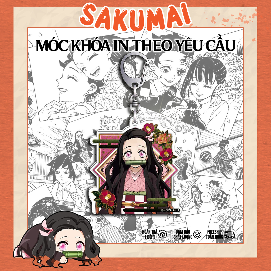 Móc Khoá, Keychain Kimetsu No Yaiba Cực Ngầu In 2 Mặt Chất Liệu Mica Trong Acrylic Nhiều Mẫu Tokito Nezuko - SakuMai