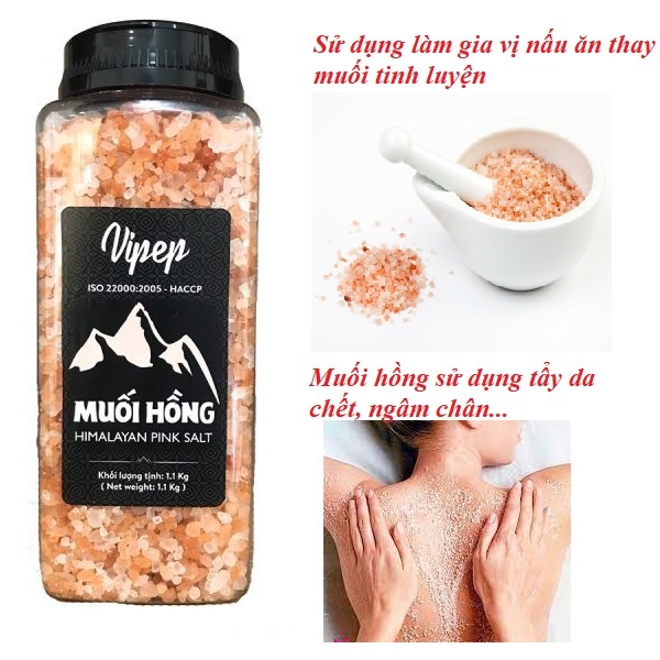Muối Hồng Himalaya Vipep Nguyên Hạt & Xay Nhuyễn - Muối Khoáng Tự Nhiên Cao Cấp, Hạt Muối Hồng Himalayan