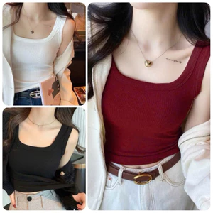 Áo Ba Lỗ Trơn Cổ Vuông Viền Bản To, Áo Thun Nữ Ôm Body Chất Tăm Lạnh