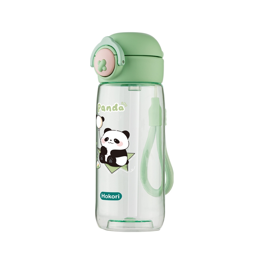 Bình nước trẻ em Panda 480ml Hokori 0080, Bình Tập Uống Cho Bé Yêu Việt Nhật Cao Cấp, Bình nước trẻ em có ống hút GD VN